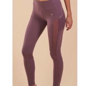 Gymshark Women's Light Purple Full Length Leggings with Mesh Sides • Size S 🗣